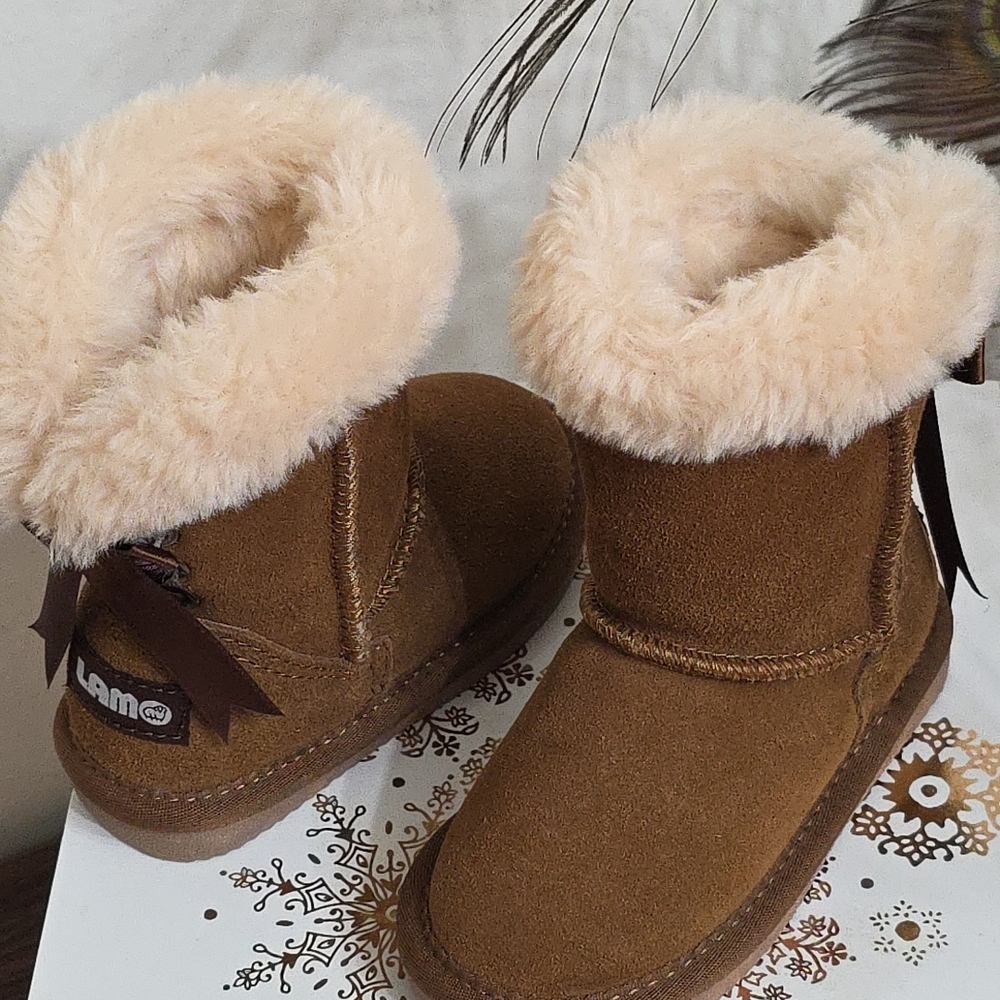 LAMO Kids Brown Fur-Lined Boots 8C New Without Tag